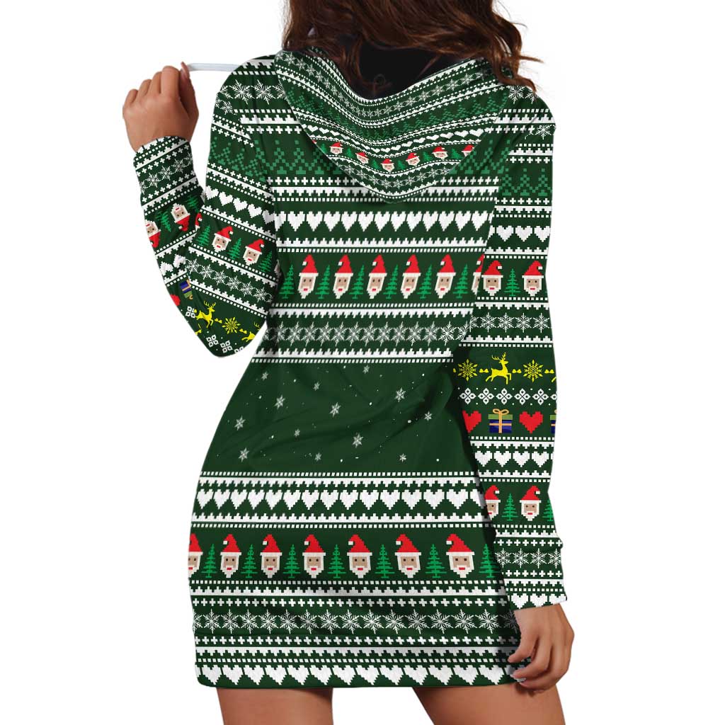 Sloth Christmas Hoodie Dress with Santa Hat, Presents, and Festive Pattern - Wonder Print Shop