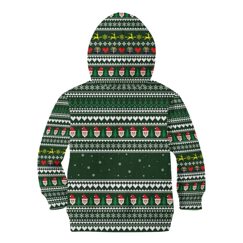 Sloth Christmas Kid Hoodie with Santa Hat, Presents, and Festive Pattern - Wonder Print Shop