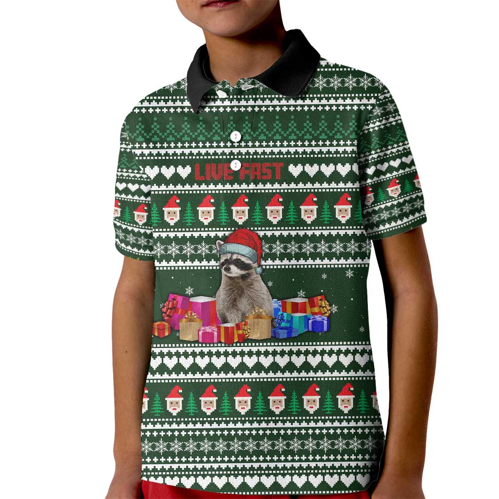 Sloth Christmas Kid Polo Shirt with Santa Hat, Presents, and Festive Pattern - Wonder Print Shop