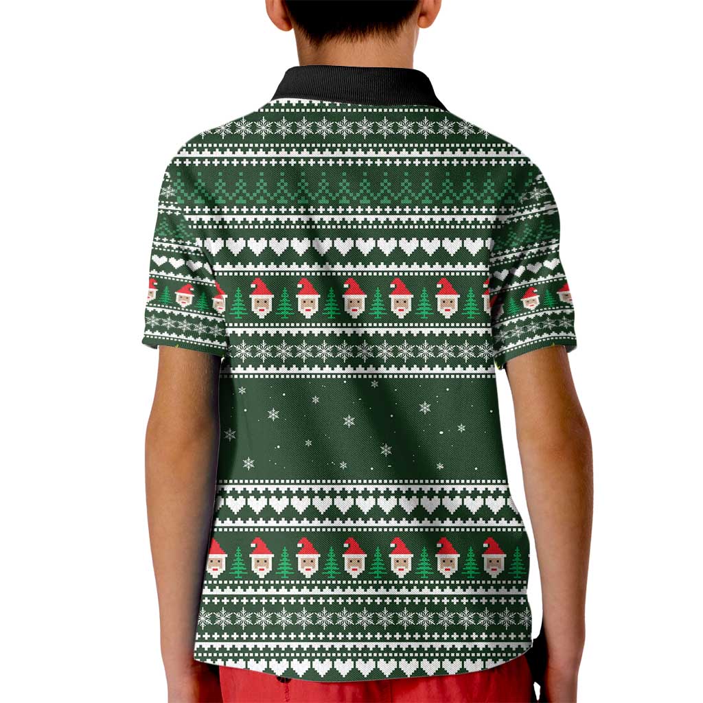 Sloth Christmas Kid Polo Shirt with Santa Hat, Presents, and Festive Pattern - Wonder Print Shop