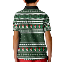 Sloth Christmas Kid Polo Shirt with Santa Hat, Presents, and Festive Pattern - Wonder Print Shop