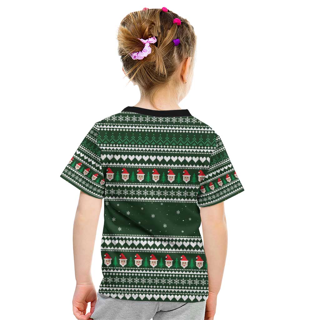 Sloth Christmas Kid T Shirt with Santa Hat, Presents, and Festive Pattern - Wonder Print Shop
