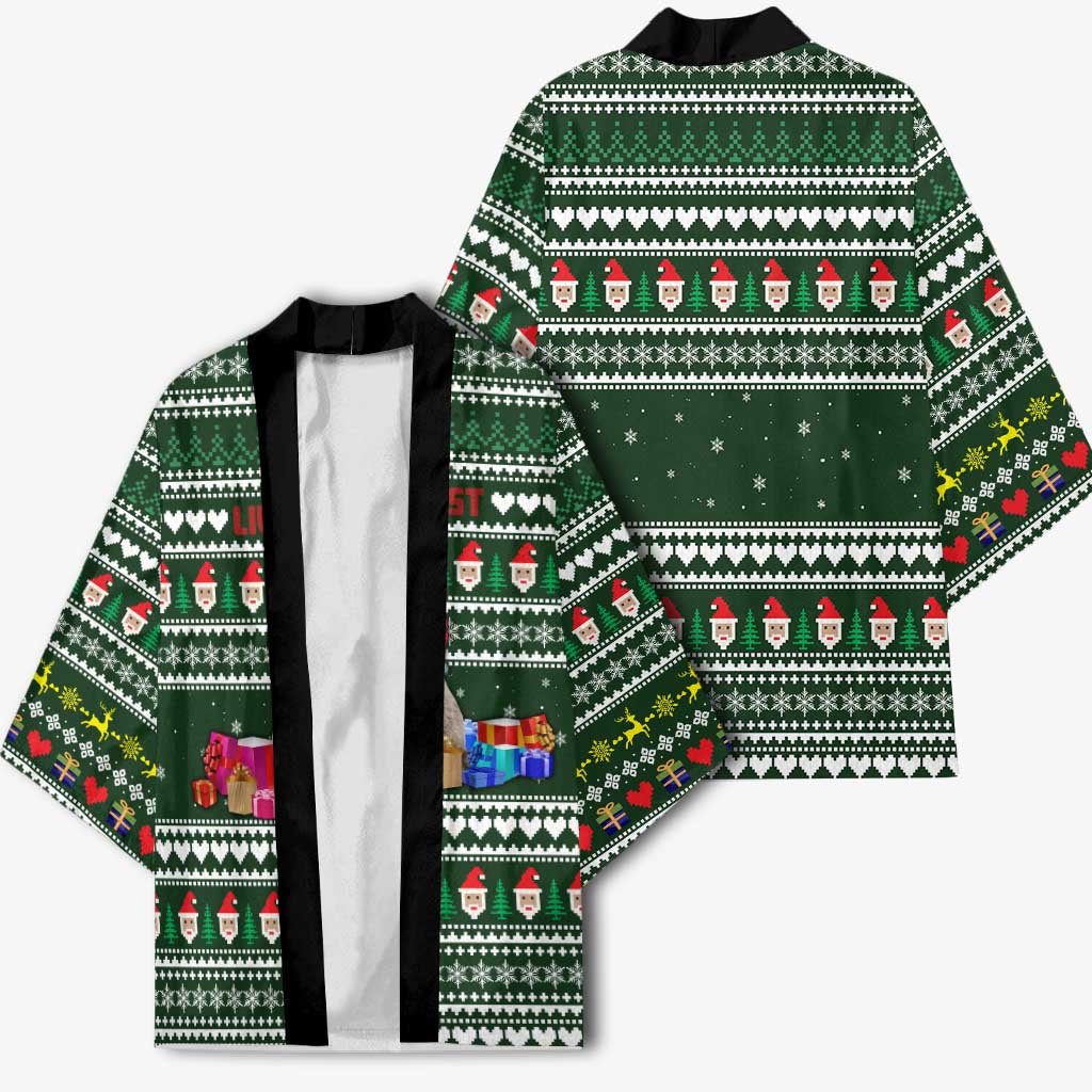Sloth Christmas Kimono with Santa Hat, Presents, and Festive Pattern - Wonder Print Shop