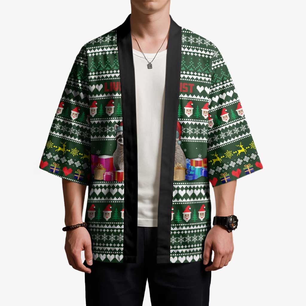 Sloth Christmas Kimono with Santa Hat, Presents, and Festive Pattern - Wonder Print Shop
