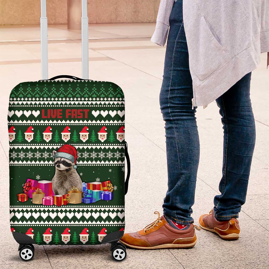 Sloth Christmas Luggage Cover with Santa Hat, Presents, and Festive Pattern - Wonder Print Shop
