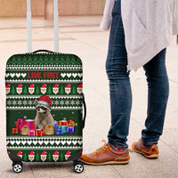 Sloth Christmas Luggage Cover with Santa Hat, Presents, and Festive Pattern - Wonder Print Shop