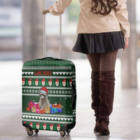 Sloth Christmas Luggage Cover with Santa Hat, Presents, and Festive Pattern - Wonder Print Shop