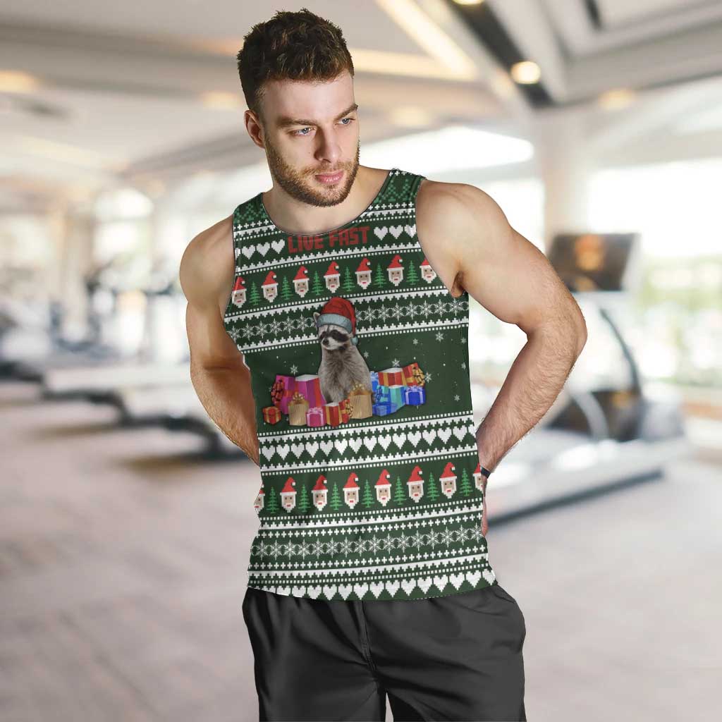 Sloth Christmas Men Tank Top with Santa Hat, Presents, and Festive Pattern - Wonder Print Shop