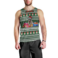 Sloth Christmas Men Tank Top with Santa Hat, Presents, and Festive Pattern - Wonder Print Shop