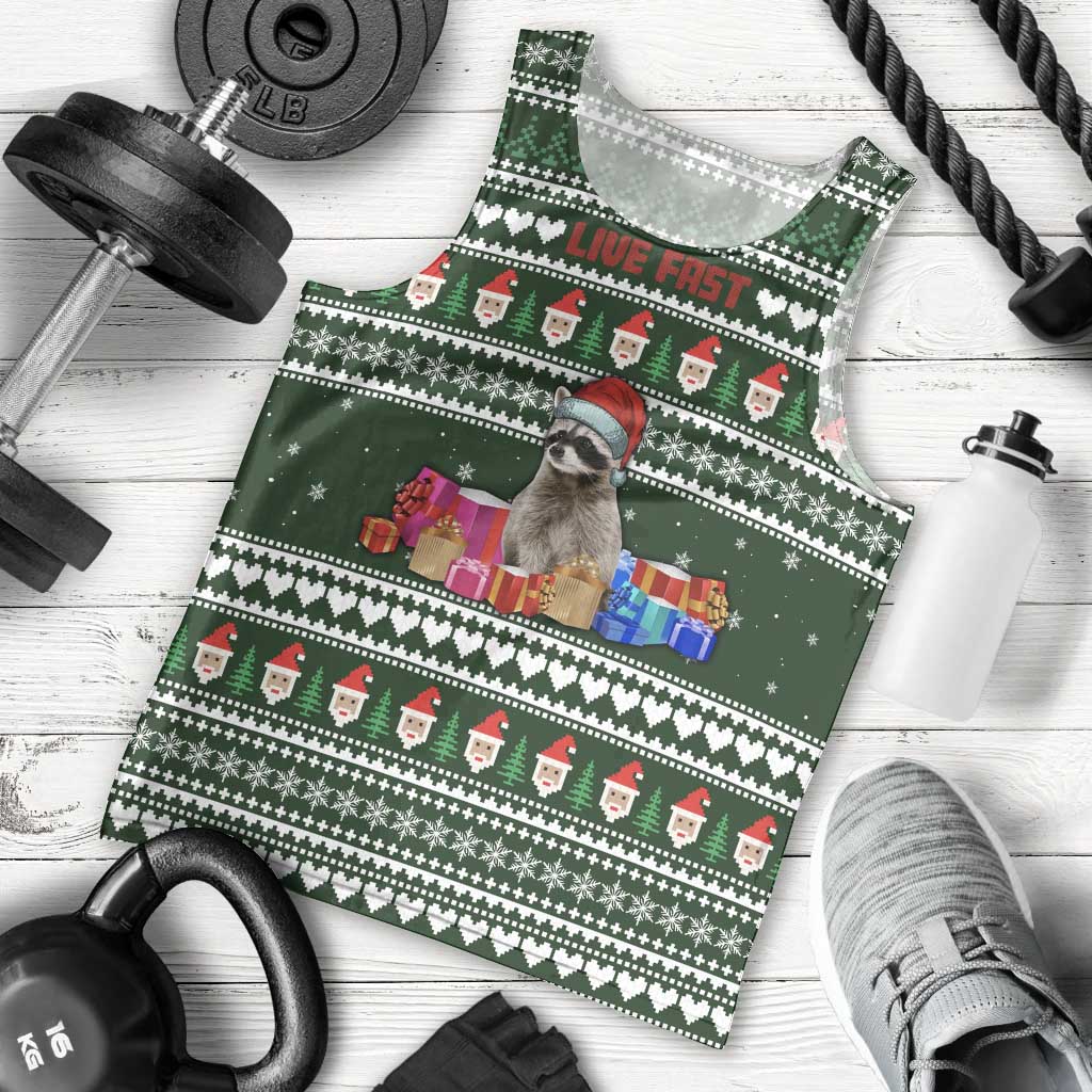 Sloth Christmas Men Tank Top with Santa Hat, Presents, and Festive Pattern - Wonder Print Shop