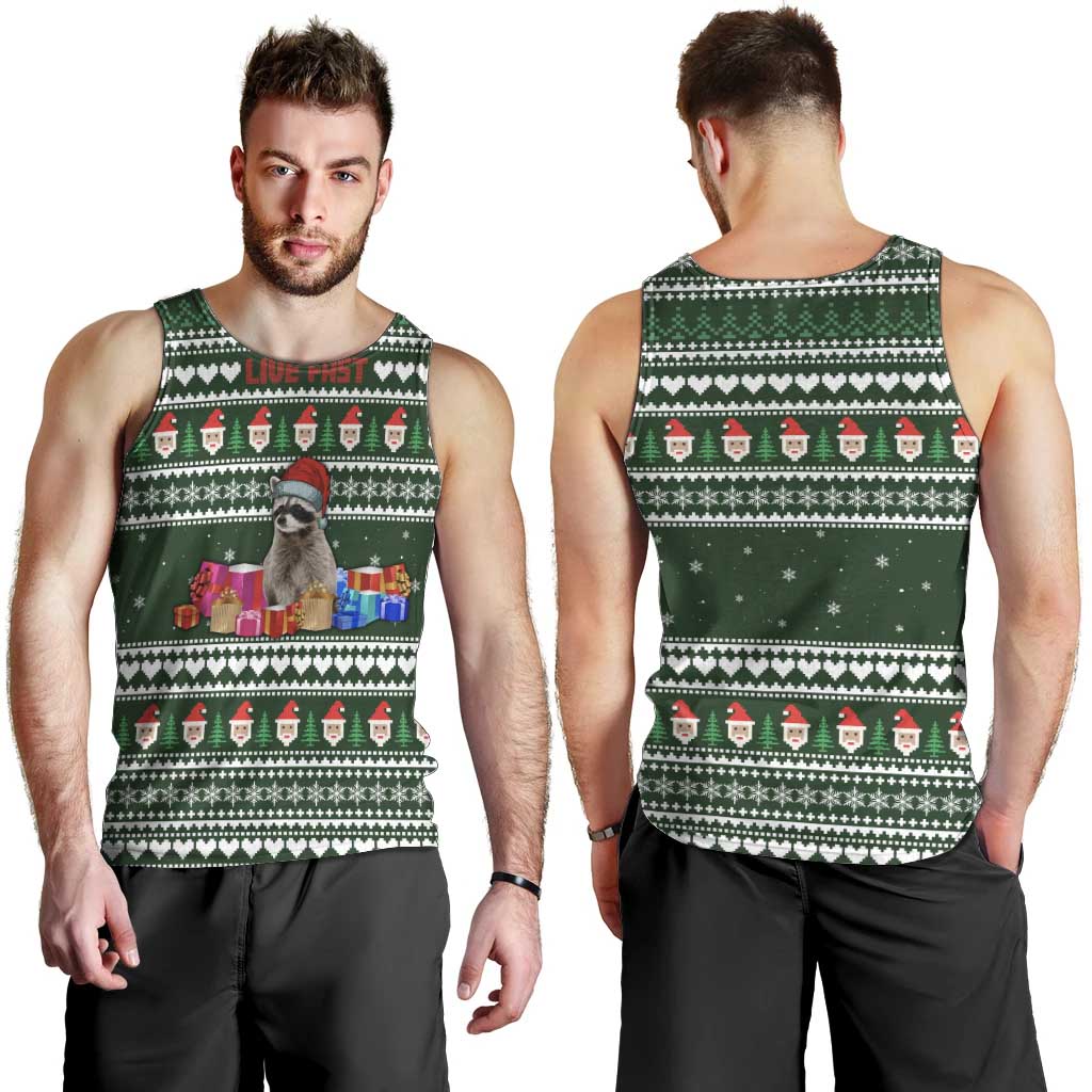 Sloth Christmas Men Tank Top with Santa Hat, Presents, and Festive Pattern - Wonder Print Shop