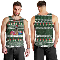 Sloth Christmas Men Tank Top with Santa Hat, Presents, and Festive Pattern - Wonder Print Shop