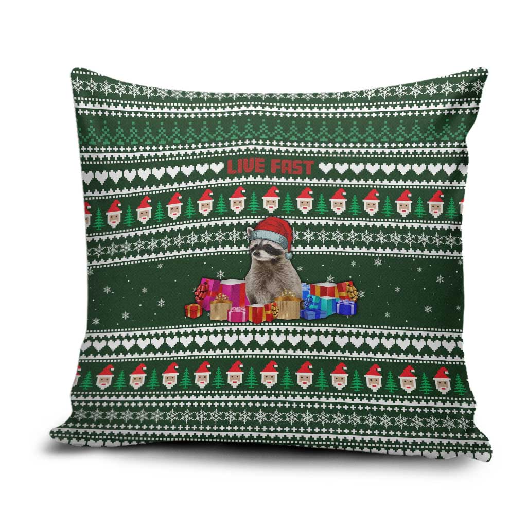 Sloth Christmas Pillow Cover with Santa Hat, Presents, and Festive Pattern - Wonder Print Shop