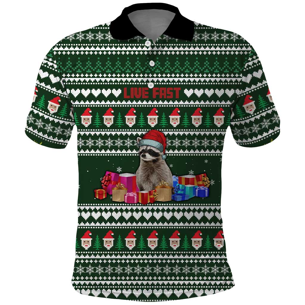 Sloth Christmas Polo Shirt with Santa Hat, Presents, and Festive Pattern - Wonder Print Shop