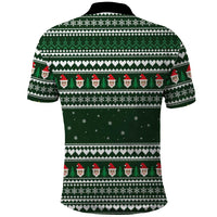 Sloth Christmas Polo Shirt with Santa Hat, Presents, and Festive Pattern - Wonder Print Shop