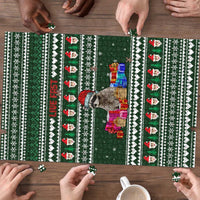 Sloth Christmas Puzzle with Santa Hat, Presents, and Festive Pattern - Wonder Print Shop