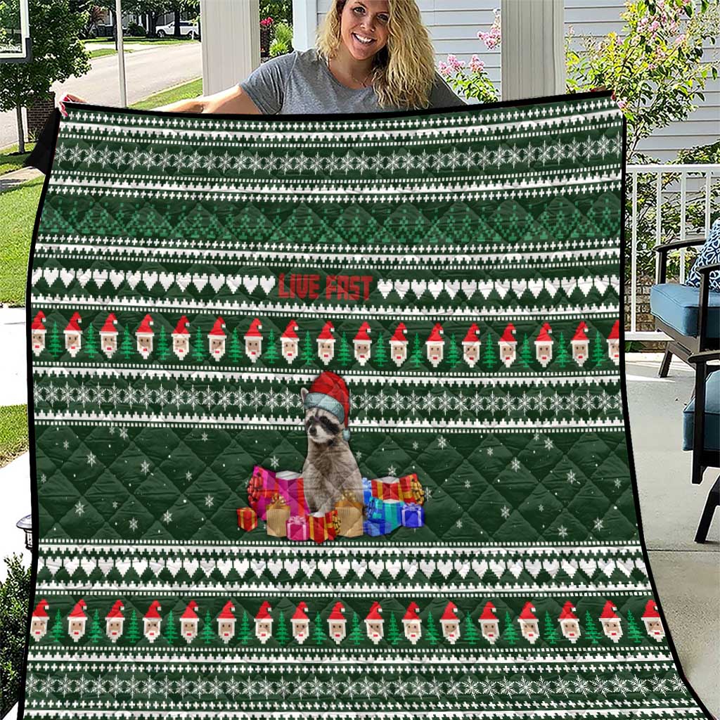 Sloth Christmas Quilt with Santa Hat, Presents, and Festive Pattern - Wonder Print Shop