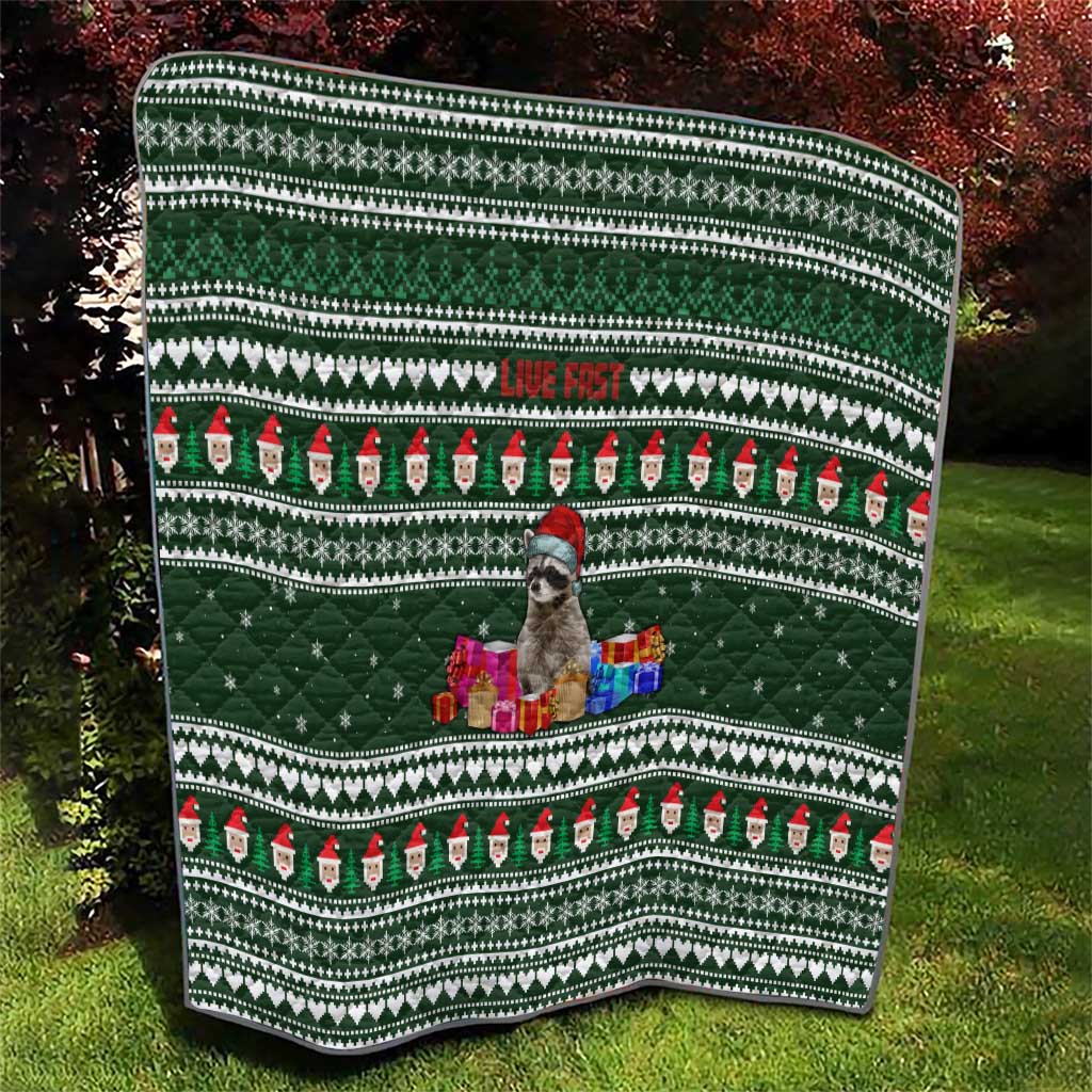 Sloth Christmas Quilt with Santa Hat, Presents, and Festive Pattern - Wonder Print Shop
