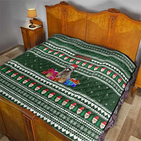 Sloth Christmas Quilt with Santa Hat, Presents, and Festive Pattern - Wonder Print Shop