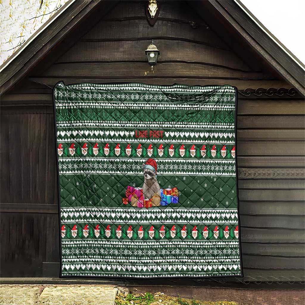 Sloth Christmas Quilt with Santa Hat, Presents, and Festive Pattern - Wonder Print Shop