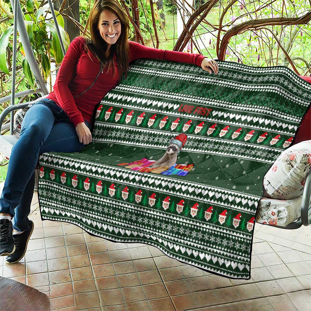 Sloth Christmas Quilt with Santa Hat, Presents, and Festive Pattern - Wonder Print Shop