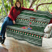Sloth Christmas Quilt with Santa Hat, Presents, and Festive Pattern - Wonder Print Shop