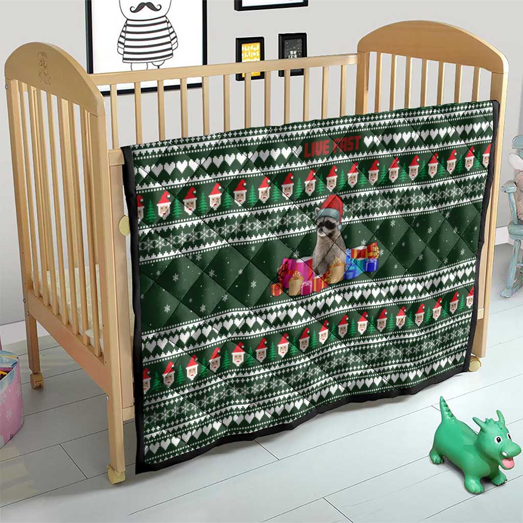 Sloth Christmas Quilt with Santa Hat, Presents, and Festive Pattern - Wonder Print Shop