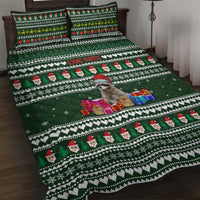 Sloth Christmas Quilt Bed Set with Santa Hat, Presents, and Festive Pattern - Wonder Print Shop