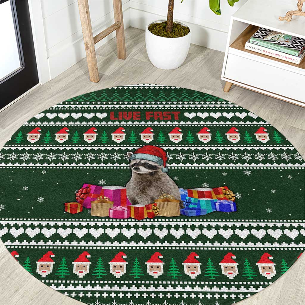 Sloth Christmas Round Carpet with Santa Hat, Presents, and Festive Pattern - Wonder Print Shop