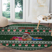 Sloth Christmas Round Carpet with Santa Hat, Presents, and Festive Pattern - Wonder Print Shop