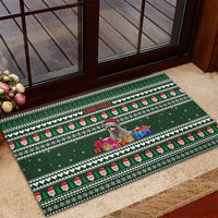 Sloth Christmas Rubber Doormat with Santa Hat, Presents, and Festive Pattern - Wonder Print Shop