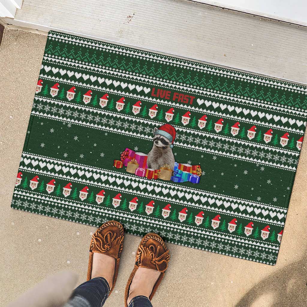 Sloth Christmas Rubber Doormat with Santa Hat, Presents, and Festive Pattern - Wonder Print Shop