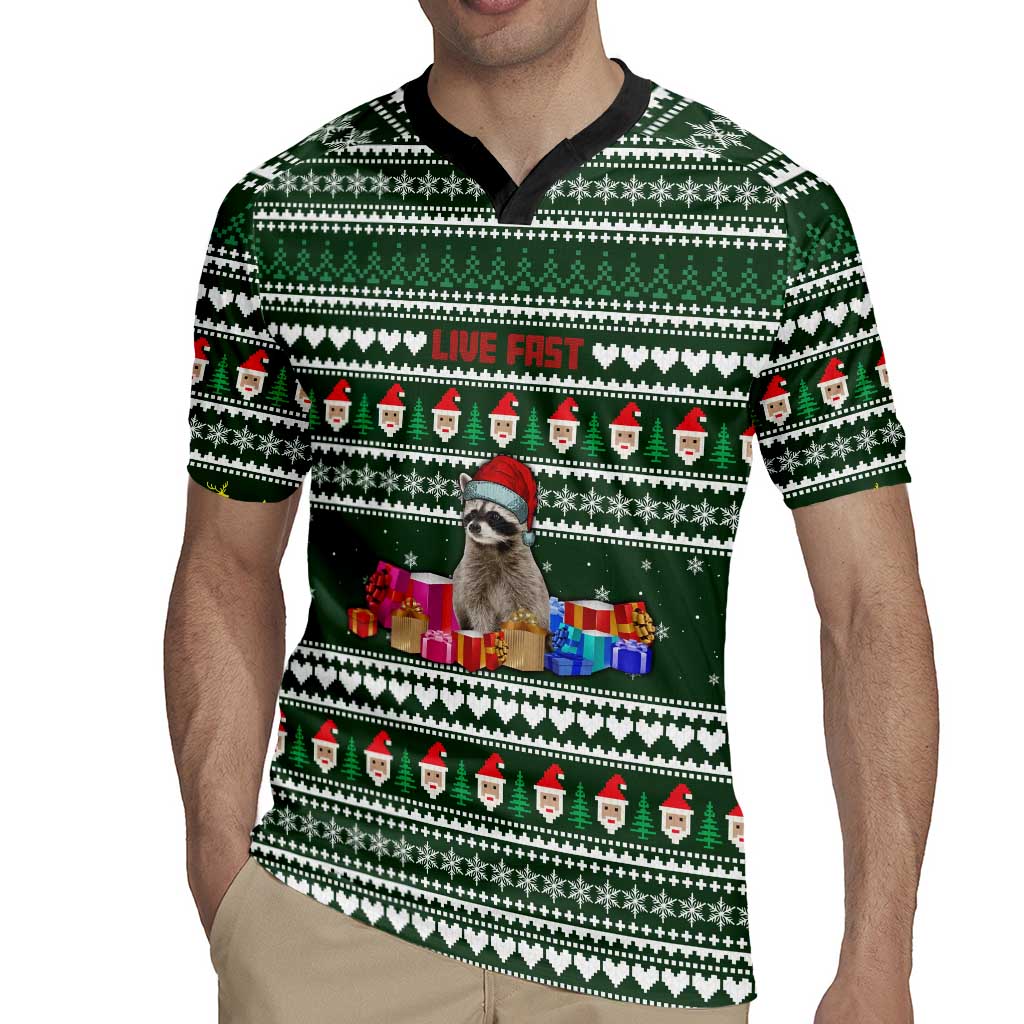 Sloth Christmas Rugby Jersey with Santa Hat, Presents, and Festive Pattern - Wonder Print Shop