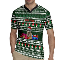 Sloth Christmas Rugby Jersey with Santa Hat, Presents, and Festive Pattern - Wonder Print Shop