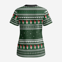 Sloth Christmas Scrub Top with Santa Hat, Presents, and Festive Pattern - Wonder Print Shop