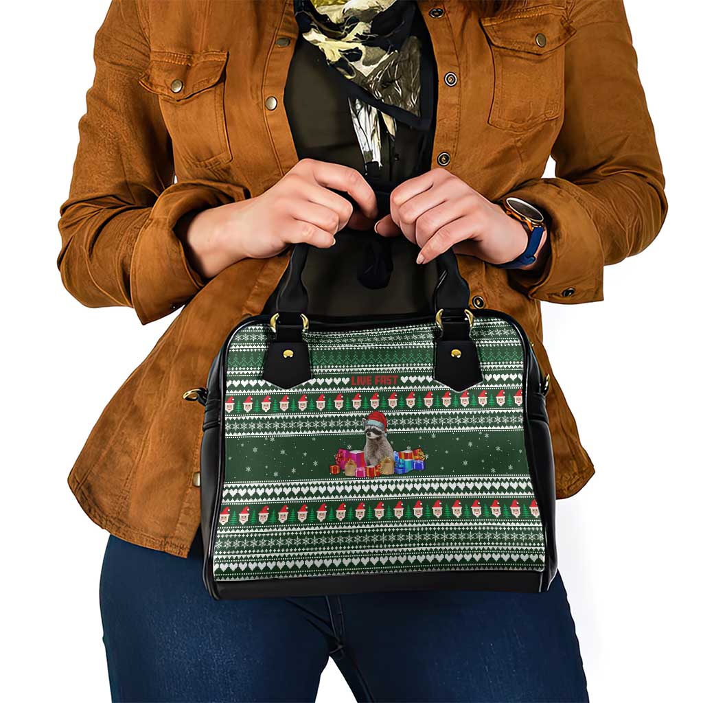 Sloth Christmas Shoulder Handbag with Santa Hat, Presents, and Festive Pattern - Wonder Print Shop