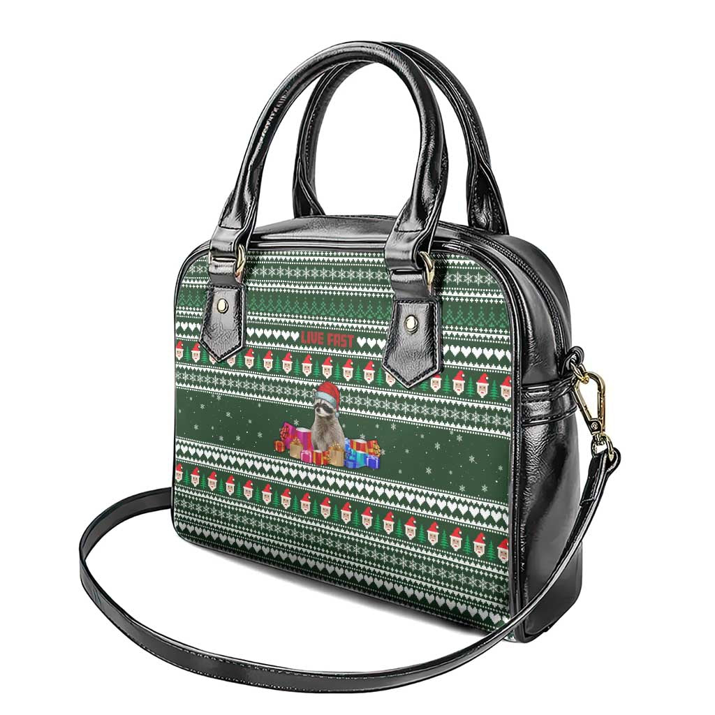 Sloth Christmas Shoulder Handbag with Santa Hat, Presents, and Festive Pattern - Wonder Print Shop