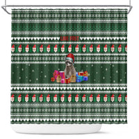 Sloth Christmas Shower Curtain with Santa Hat, Presents, and Festive Pattern - Wonder Print Shop