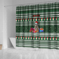 Sloth Christmas Shower Curtain with Santa Hat, Presents, and Festive Pattern - Wonder Print Shop