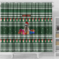 Sloth Christmas Shower Curtain with Santa Hat, Presents, and Festive Pattern - Wonder Print Shop