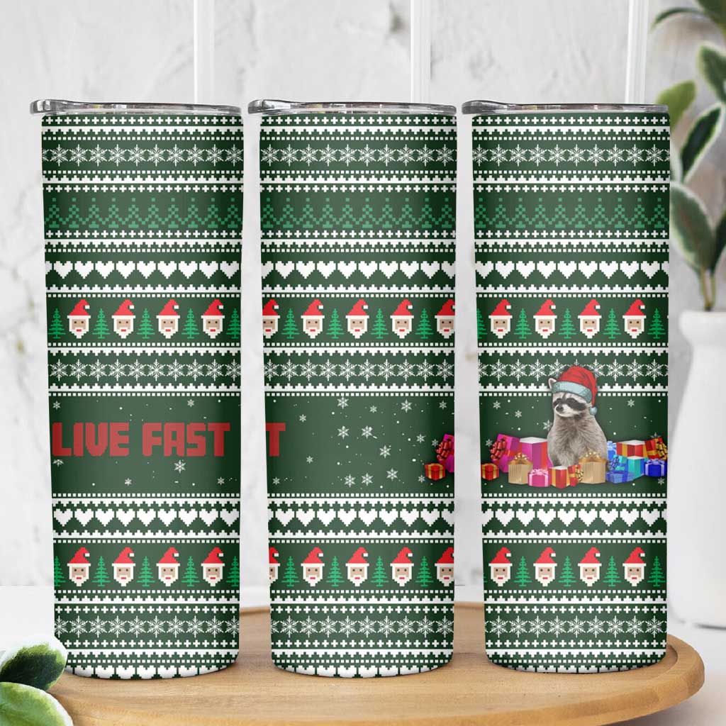 Sloth Christmas Skinny Tumbler with Santa Hat, Presents, and Festive Pattern - Wonder Print Shop