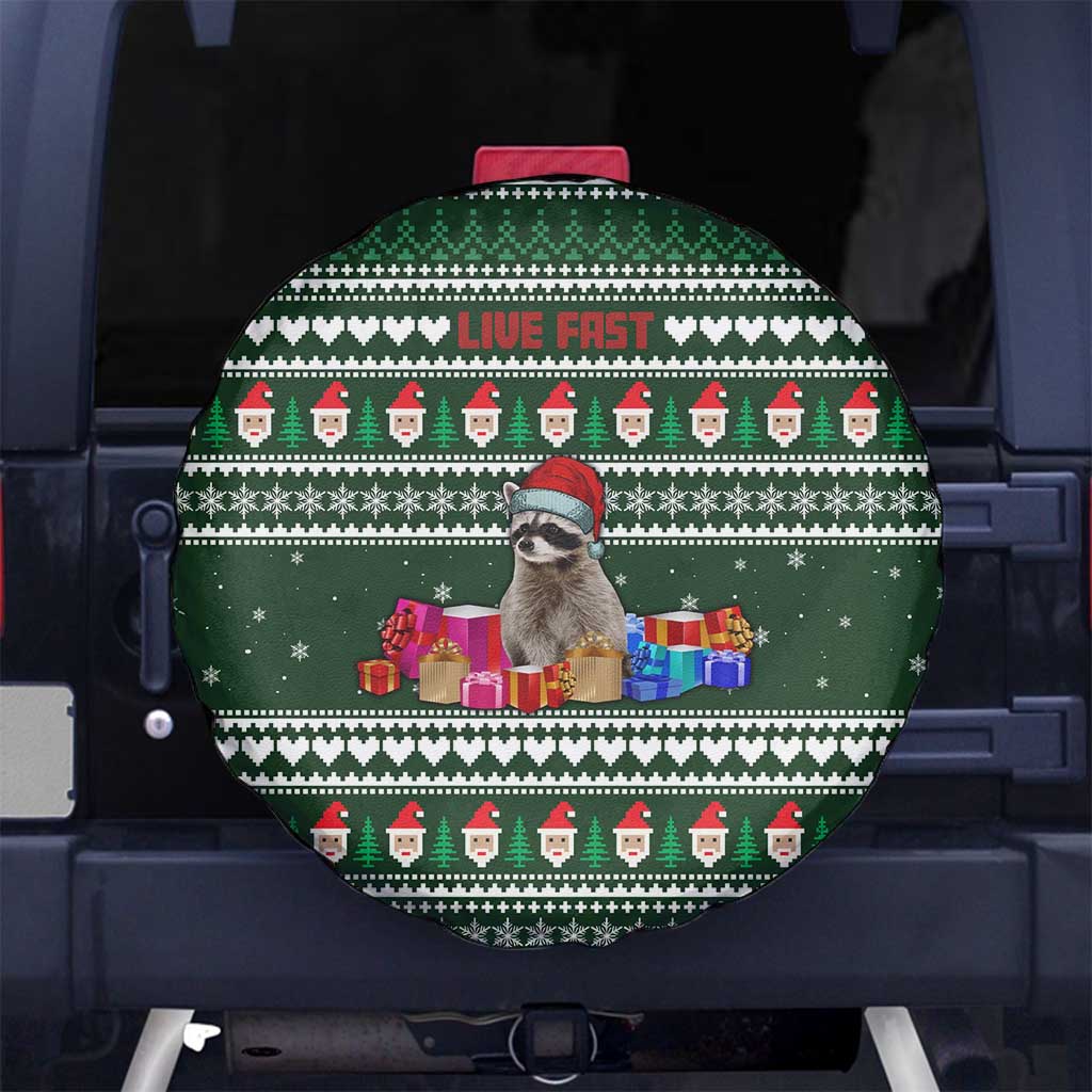 Sloth Christmas Spare Tire Cover with Santa Hat, Presents, and Festive Pattern - Wonder Print Shop