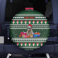 Sloth Christmas Spare Tire Cover with Santa Hat, Presents, and Festive Pattern - Wonder Print Shop