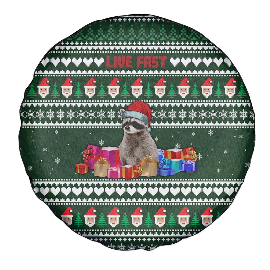 Sloth Christmas Spare Tire Cover with Santa Hat, Presents, and Festive Pattern - Wonder Print Shop
