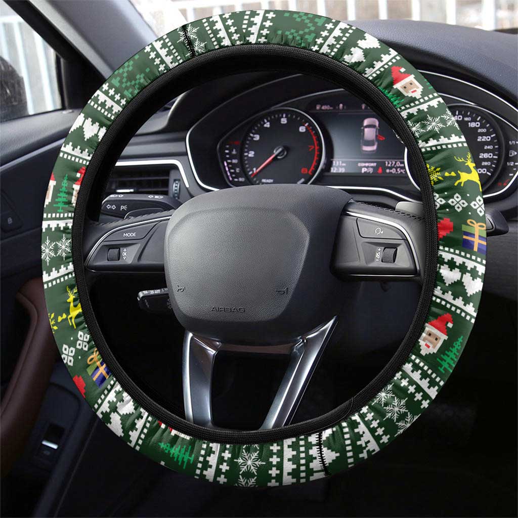 Sloth Christmas Steering Wheel Cover with Santa Hat, Presents, and Festive Pattern - Wonder Print Shop