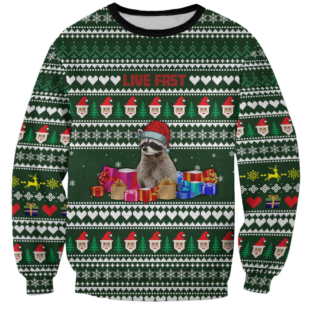Sloth Christmas Sweatshirt with Santa Hat, Presents, and Festive Pattern - Wonder Print Shop