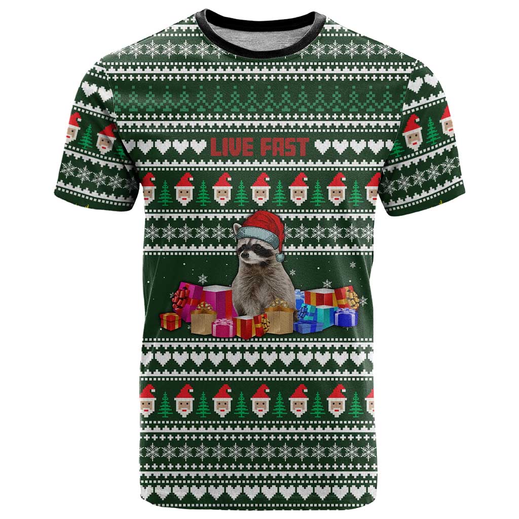 Sloth Christmas T Shirt with Santa Hat, Presents, and Festive Pattern - Wonder Print Shop