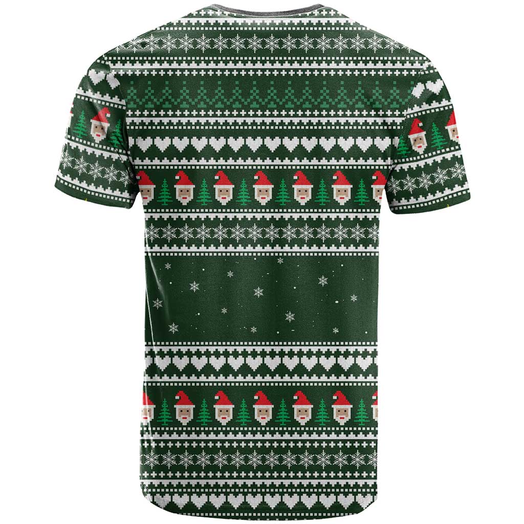 Sloth Christmas T Shirt with Santa Hat, Presents, and Festive Pattern - Wonder Print Shop