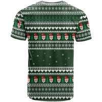 Sloth Christmas T Shirt with Santa Hat, Presents, and Festive Pattern - Wonder Print Shop