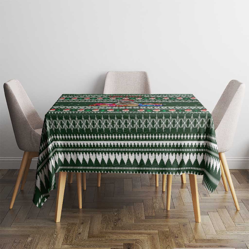 Sloth Christmas Tablecloth with Santa Hat, Presents, and Festive Pattern - Wonder Print Shop